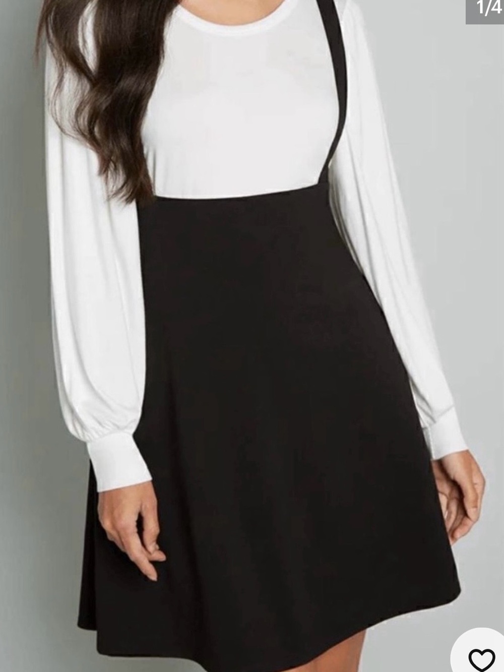 Black Pinafore Dress with adjustable straps